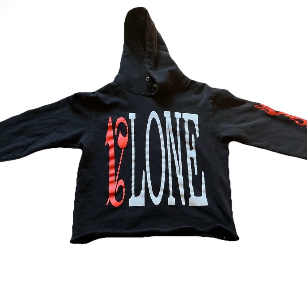 VLONE Black Hoodie with Red and White Print